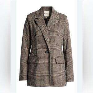 Bagatelle Women's Checkered Blazer - Black and Tan